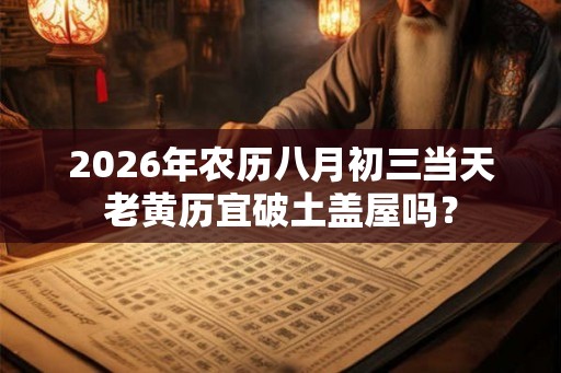 2026年农历八月初三当天老黄历宜破土盖屋吗？