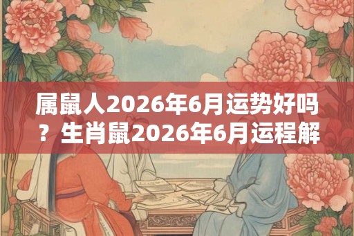 属鼠人2026年6月运势好吗？生肖鼠2026年6月运程解析
