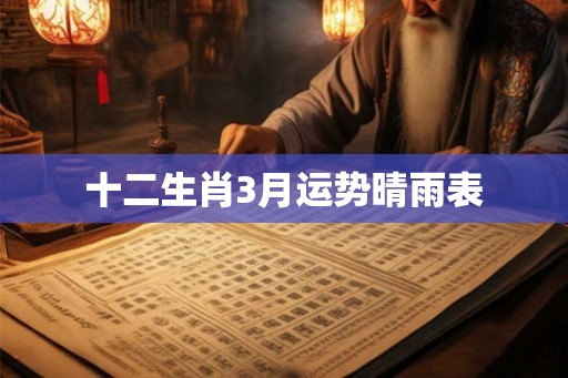 十二生肖3月运势晴雨表