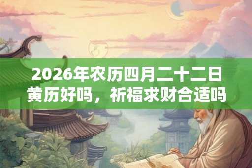 2026年农历四月二十二日黄历好吗，祈福求财合适吗？