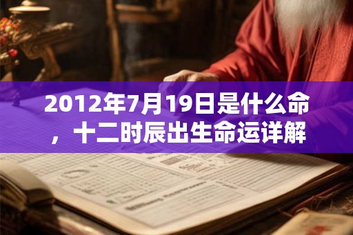2012年7月19日是什么命，十二时辰出生命运详解