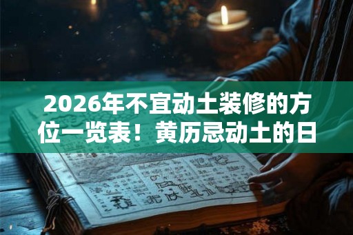 2026年不宜动土装修的方位一览表！黄历忌动土的日子