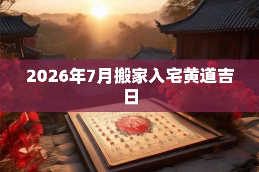 2026年7月搬家入宅黄道吉日