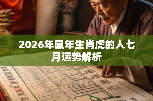 2026年鼠年生肖虎的人七月运势解析