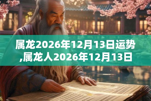 属龙2026年12月13日运势,属龙人2026年12月13日财运,生肖龙2026年12月13日运势