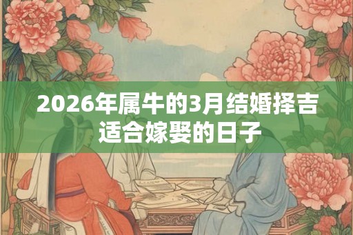 2026年属牛的3月结婚择吉 适合嫁娶的日子