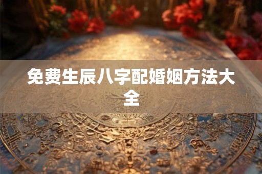 免费生辰八字配婚姻方法大全