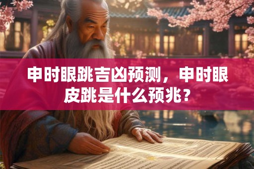 申时眼跳吉凶预测，申时眼皮跳是什么预兆？