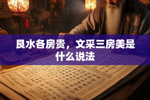 艮水各房贵,文采三房美是什么说法 艮水各房贵,文采三房美是什么说法