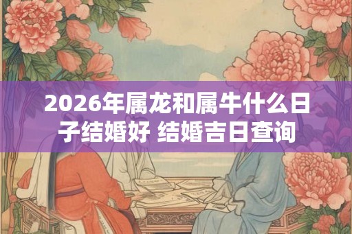 2026年属龙和属牛什么日子结婚好 结婚吉日查询