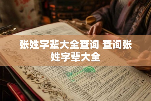 张姓字辈大全查询 查询张姓字辈大全