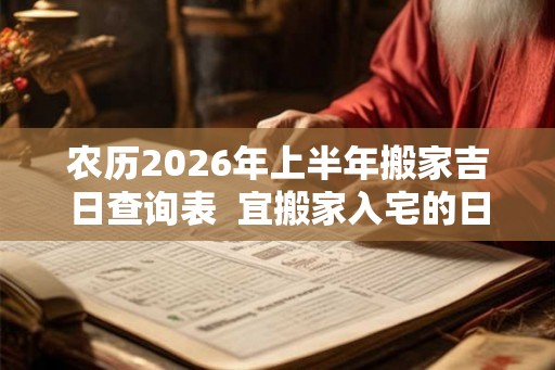 农历2026年上半年搬家吉日查询表 宜搬家入宅的日子 农历2026年上半年搬家吉日查询表 宜搬家入宅的日子