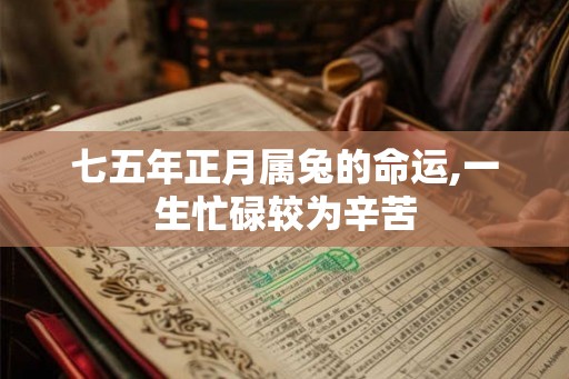七五年正月属兔的命运,一生忙碌较为辛苦
