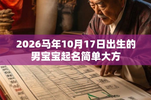 2026马年10月17日出生的男宝宝起名简单大方