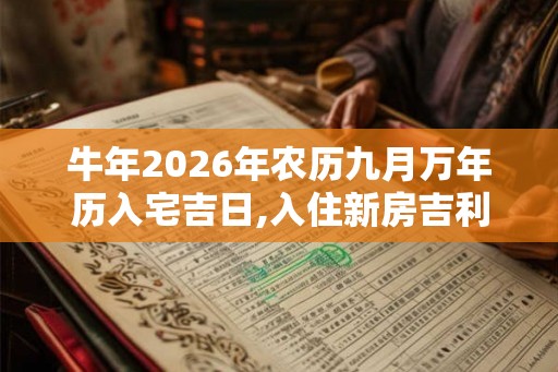 牛年2026年农历九月万年历入宅吉日,入住新房吉利的方位