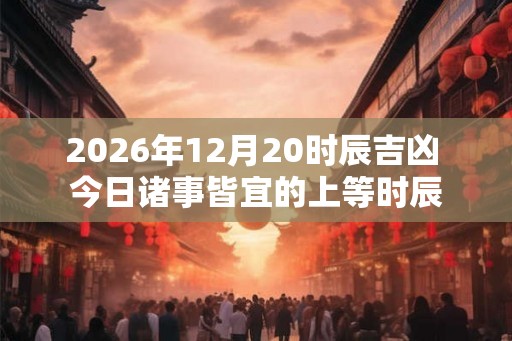 2026年12月20时辰吉凶 今日诸事皆宜的上等时辰 2026年12月20时辰吉凶 今日诸事皆宜的上等时辰