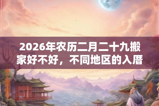 2026年农历二月二十九搬家好不好，不同地区的入厝习俗