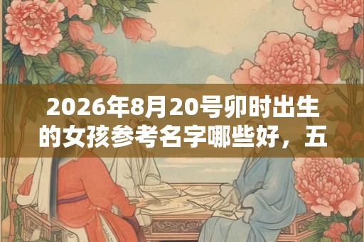 2026年8月20号卯时出生的女孩参考名字哪些好，五行属什么