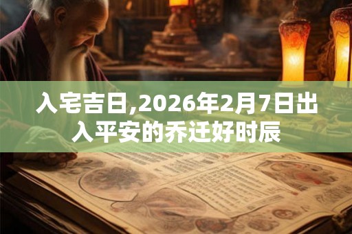 入宅吉日,2026年2月7日出入平安的乔迁好时辰 入宅吉日,2026年2月7日出入平安的乔迁好时辰