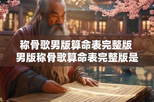称骨歌男版算命表完整版 男版称骨歌算命表完整版是什么