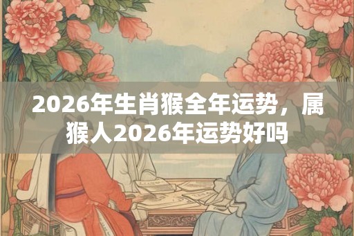 2026年生肖猴全年运势，属猴人2026年运势好吗