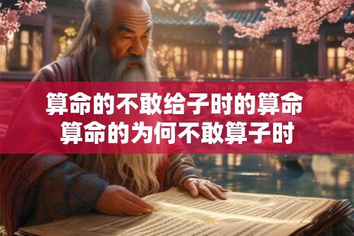 算命的不敢给子时的算命 算命的为何不敢算子时