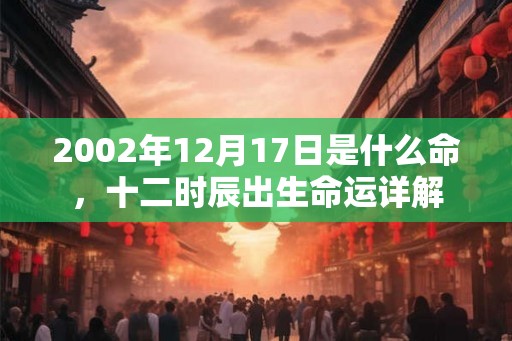 2002年12月17日是什么命,十二时辰出生命运详解 2002年12月17日是什么命,十二时辰出生命运详解