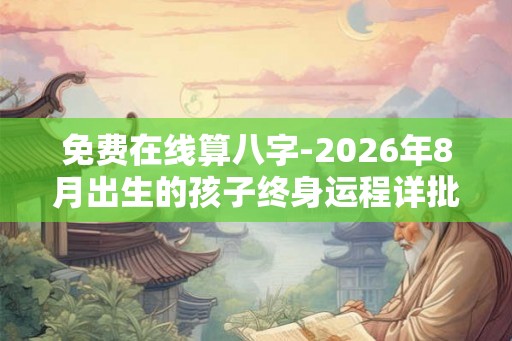 免费在线算八字-2026年8月出生的孩子终身运程详批