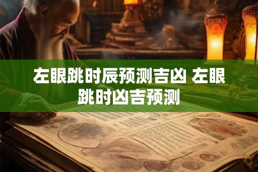 左眼跳时辰预测吉凶 左眼跳时凶吉预测