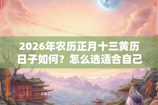 2026年农历正月十三黄历日子如何？怎么选适合自己的吉日？