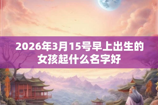 2026年3月15号早上出生的女孩起什么名字好