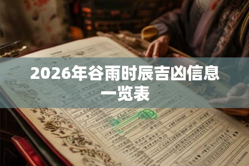 2026年谷雨时辰吉凶信息一览表