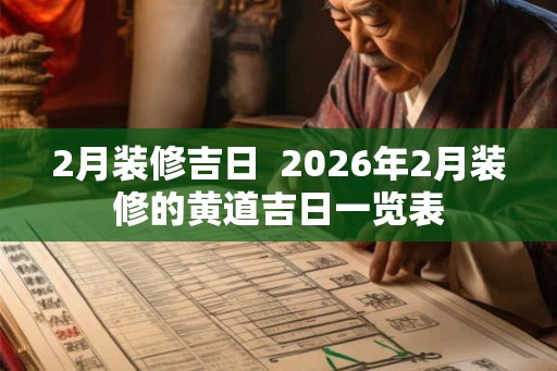 2月装修吉日  2026年2月装修的黄道吉日一览表
