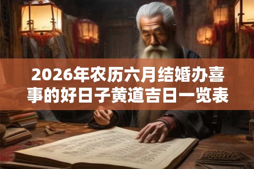 2026年农历六月结婚办喜事的好日子黄道吉日一览表！