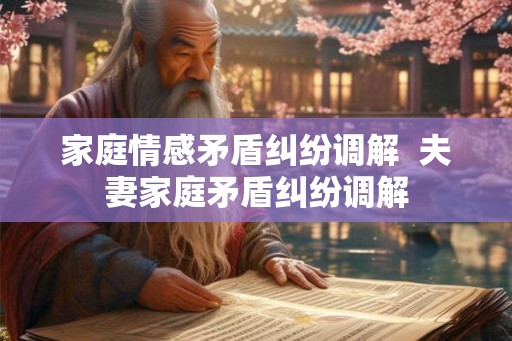 家庭情感矛盾纠纷调解  夫妻家庭矛盾纠纷调解