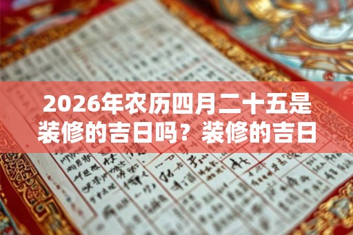 2026年农历四月二十五是装修的吉日吗?装修的吉日怎么看? 2026年农历四月二十五是装修的吉日吗?装修的吉日怎么看?