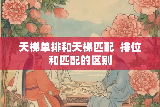 天梯单排和天梯匹配  排位和匹配的区别