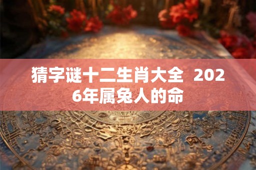 猜字谜十二生肖大全  2026年属兔人的命