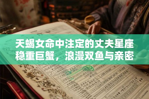 天蝎女命中注定的丈夫星座稳重巨蟹，浪漫双鱼与亲密天蝎