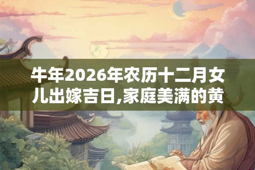 牛年2026年农历十二月女儿出嫁吉日,家庭美满的黄道日子