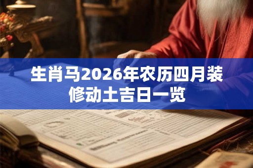 生肖马2026年农历四月装修动土吉日一览