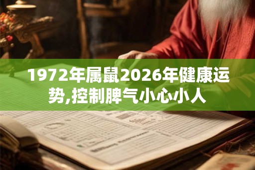1972年属鼠2026年健康运势,控制脾气小心小人
