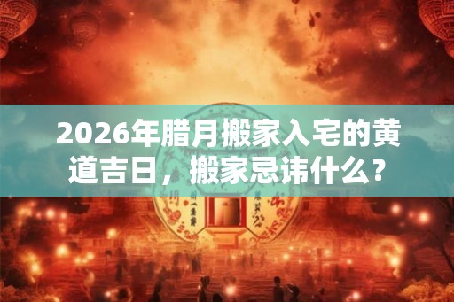 2026年腊月搬家入宅的黄道吉日，搬家忌讳什么？