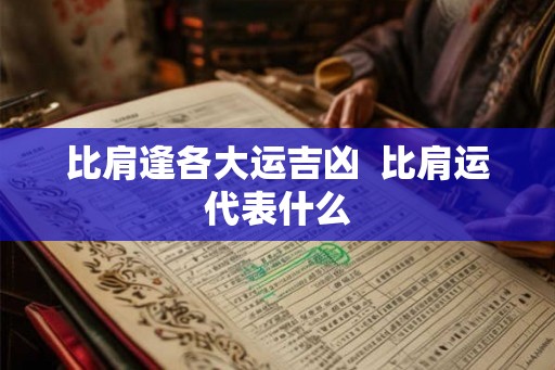 比肩逢各大运吉凶  比肩运代表什么