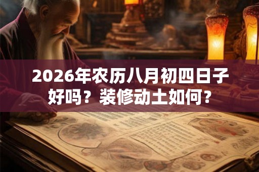 2026年农历八月初四日子好吗？装修动土如何？