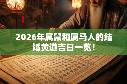 2026年属鼠和属马人的结婚黄道吉日一览！