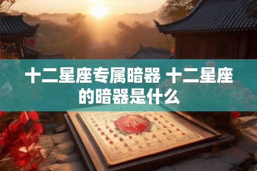 十二星座专属暗器 十二星座的暗器是什么