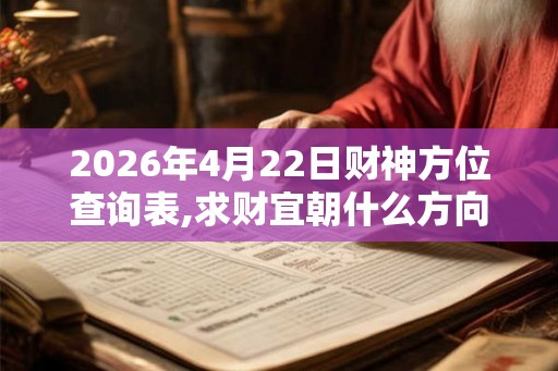 2026年4月22日财神方位查询表,求财宜朝什么方向