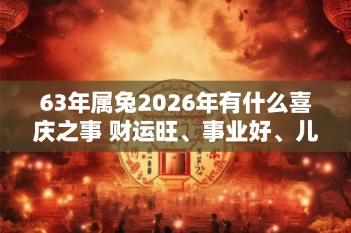 63年属兔2026年有什么喜庆之事 财运旺、事业好、儿女成家 63年属兔2026年有什么喜庆之事 财运旺、事业好、儿女成家