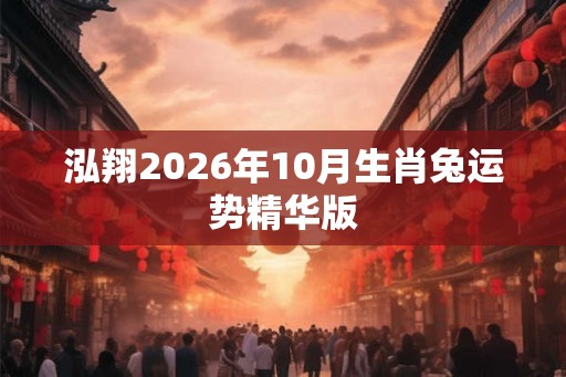 泓翔2026年10月生肖兔运势精华版